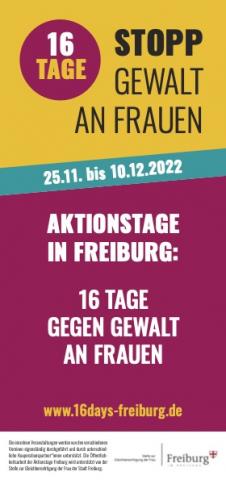 Programm Flyer 16 Tage gegen Gewalt an Frauen, Freiburg, 2022